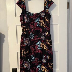 Elegant Floral Black Mini Dress